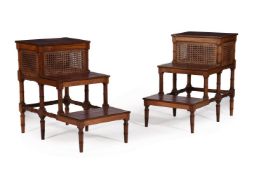 A PAIR OF MAHOGANY LIBRARY STEPS, IN REGENCY STYLE, LATE 19TH/EARLY 20TH CENTURY