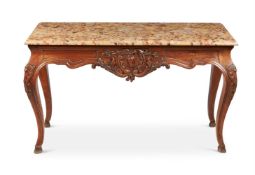 A FRENCH CARVED WALNUT CONSOLE TABLE, POSSIBLY PROVENCE, 19TH CENTURY