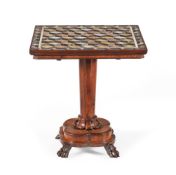 Y A WILLIAM IV ROSEWOOD AND SPECIMEN MARBLE PEDESTAL TABLE, CIRCA 1835