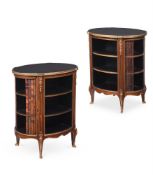 Y A PAIR OF FRENCH TULIPWOOD AND GILT METAL MOUNTED STANDING BOOKCASES, CIRCA 1900