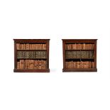 Y A PAIR OF REGENCY ROSEWOOD, BRASS INLAID AND GILT METAL MOUNTED OPEN BOOKCASES, CIRCA 1820