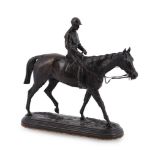 ISIDORE JULES BONHEUR 1827-1901), AN EQUESTRIAN BRONZE OF HORSE AND JOCKEY, LATE 19TH CENTURY