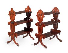 Y A MATCHED PAIR OF GEORGE IV ROSEWOOD THREE-TIER ETAGERES, CIRCA 1830