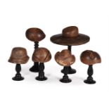 A GROUP OF SIX MILLINER'S HAT BLOCKS, LATE 19TH/EARLY 20TH CENTURY