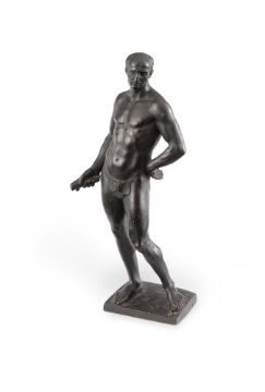 AFTER THE ANTIQUE, A BRONZE FIGURE OF A ROMAN SENATOR IN HEROIC GUISE, ITALIAN, 18TH CENTURY