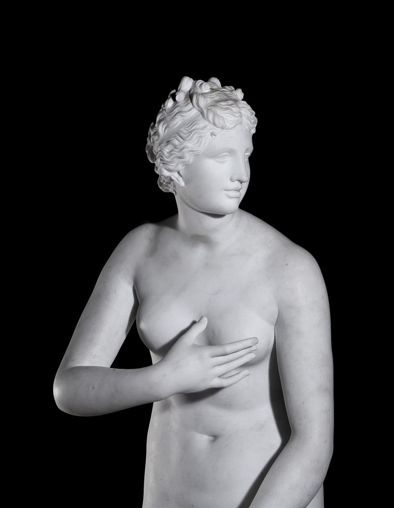 AFTER THE ANTIQUE, A LARGE CARVED WHITE MARBLE FIGURE 'THE MEDICI VENUS', PROBABLY ITALIAN - Image 3 of 4