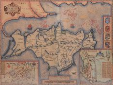 JOHN SPEED (BRITISH, 1552-1629), A GROUP OF FIVE HAND TINTED MAPS, 17TH CENTURY AND LATER