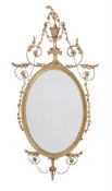 A GEORGE III GILTWOOD WALL MIRROR, IN THE MANNER OF ROBERT ADAM, LATE 18TH CENTURY