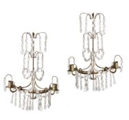 A PAIR OF TWIN LIGHT WALL SCONCES, IN THE SWEDISH MANNER, MID 20TH CENTURY
