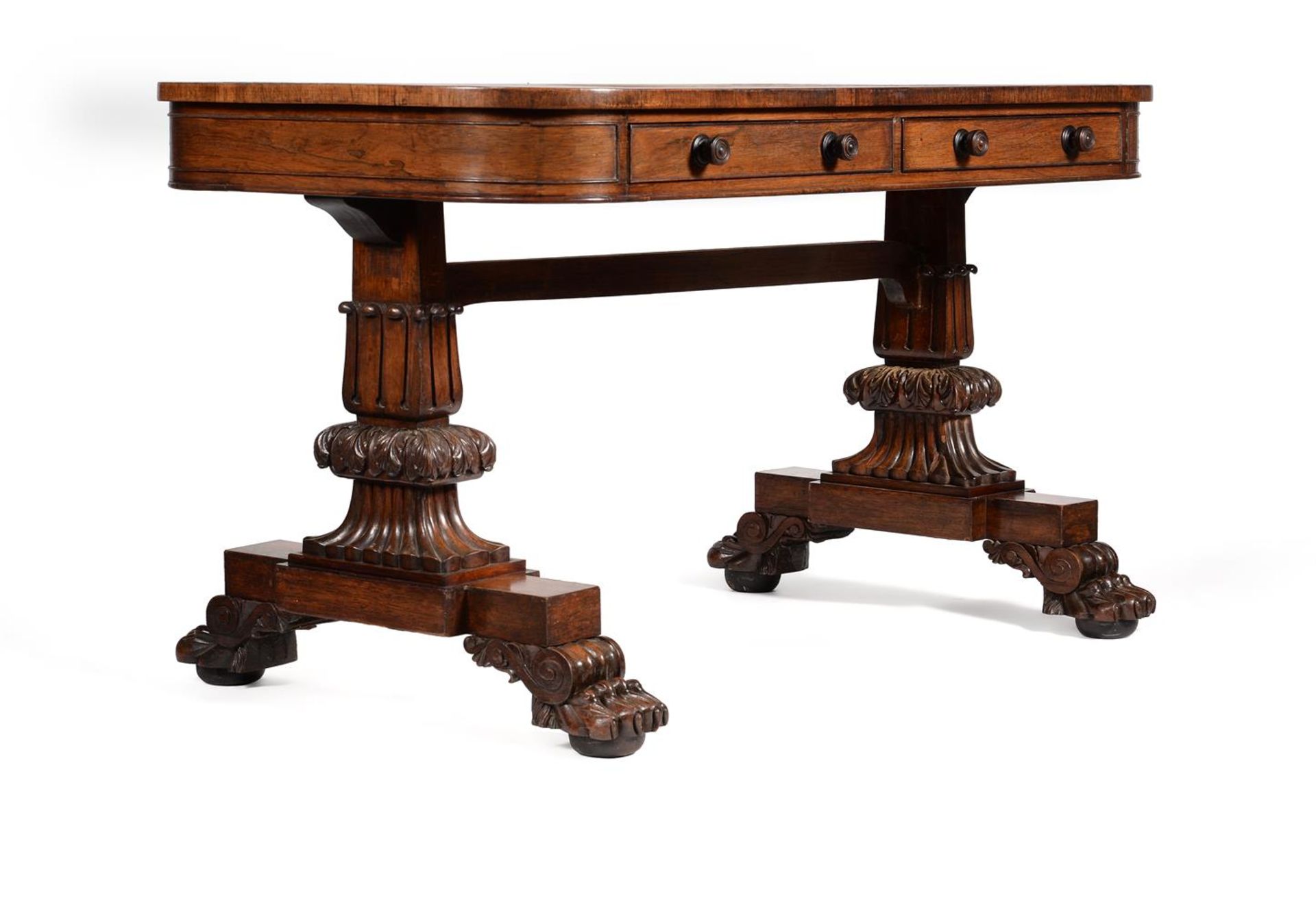 Y A GEORGE IV ROSEWOOD LIBRARY TABLE, IN THE MANNER OF MACK, WILLIAM & GIBTON, CIRCA 1825 - Image 4 of 6