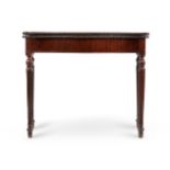 A GEORGE III MAHOGANY SERPENTINE CARD TABLE, IN THE MANNER OF GEORGE HEPPLEWHITE, CIRCA 1790