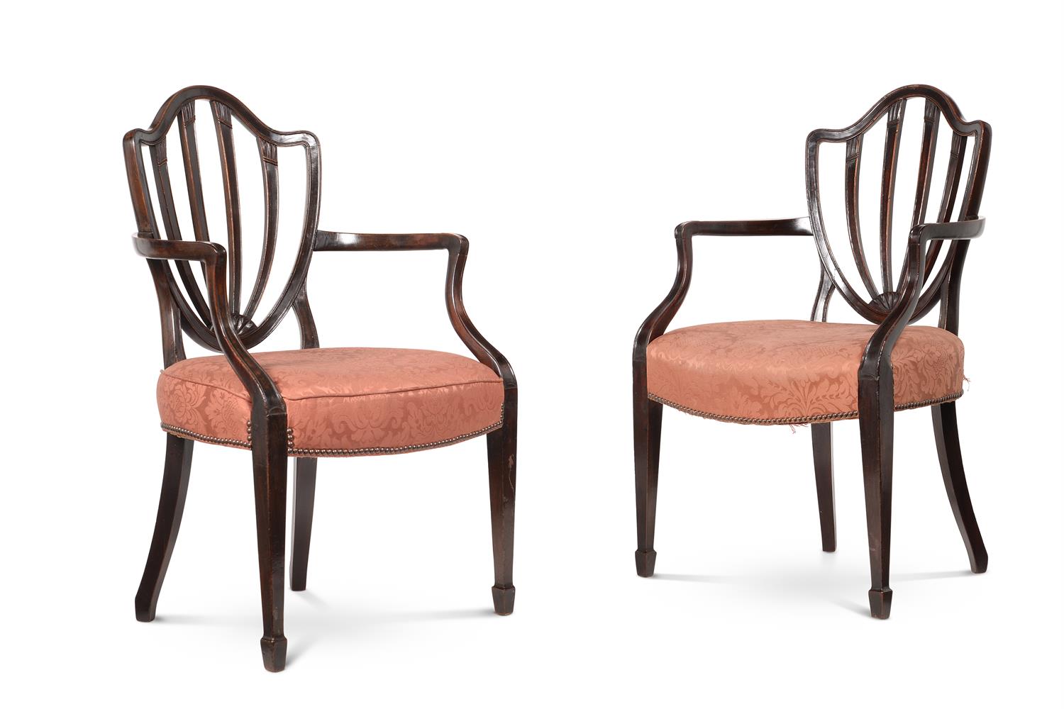 A PAIR OF GEORGE III MAHOGANY ARMCHAIRS, CIRCA 1790