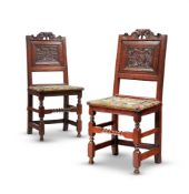 A PAIR OF CHARLES I OAK BACKSTOOLS OR SIDE CHAIRS, CIRCA 1630