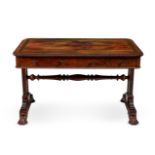 Y A REGENCY ROSEWOOD AND BRASS MARQUETRY LIBRARY TABLE, ATTRIBUTED TO GILLOWS, CIRCA 1815