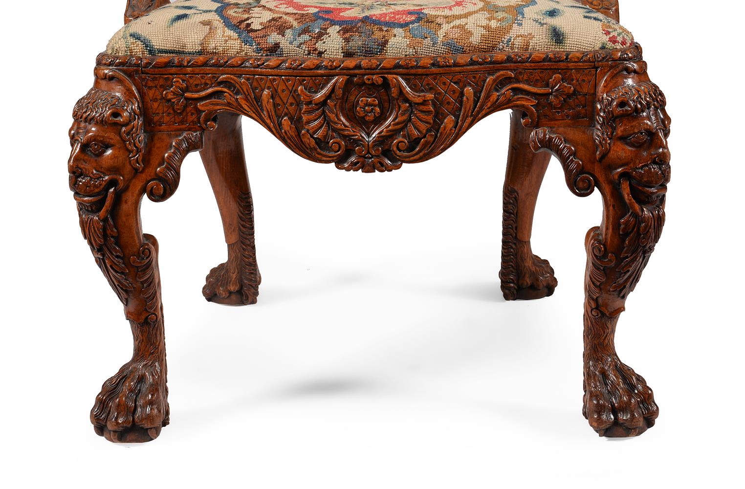 A GEORGE II CARVED WALNUT OPEN ARMCHAIR, ATTRIBUTED TO DANIEL BELL AND THOMAS MOORE, CIRCA 1735 - Image 4 of 21