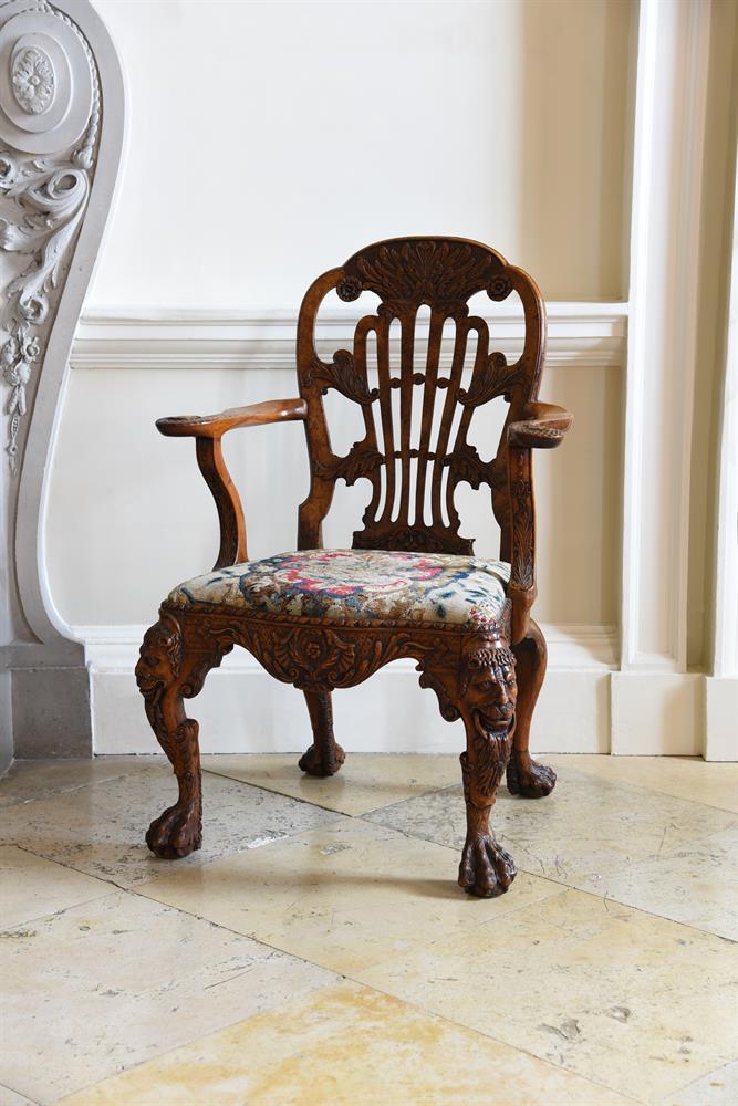 A GEORGE II CARVED WALNUT OPEN ARMCHAIR, ATTRIBUTED TO DANIEL BELL AND THOMAS MOORE, CIRCA 1735 - Image 18 of 21