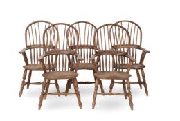 A SET OF TEN BURR ELM AND ASH WINDSOR ARMCHAIRS, 19TH CENTURY