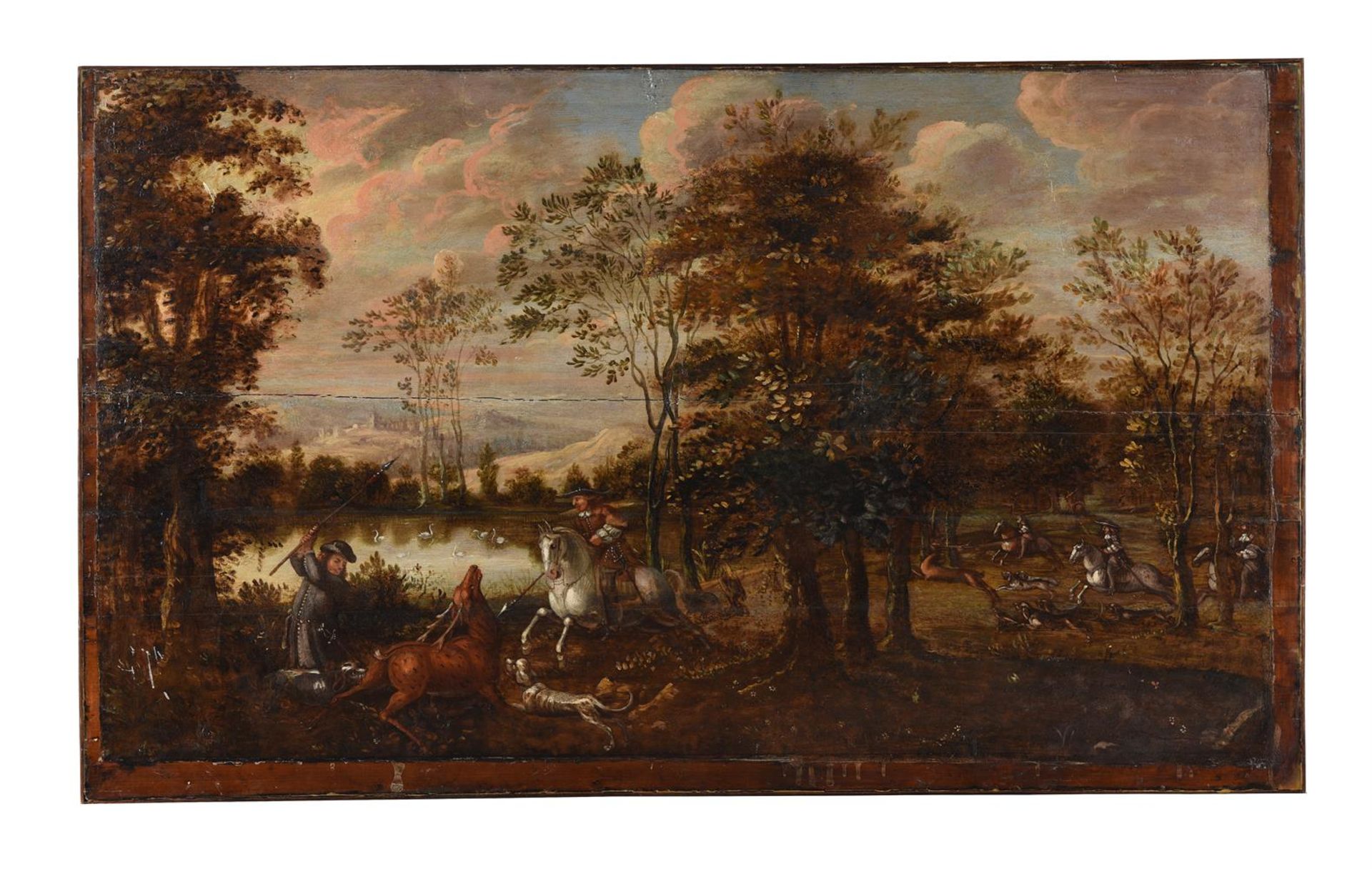 DUTCH SCHOOL, 18TH CENTURY, A HUNTING PARTY IN A WOODED LANDSCAPE - Image 2 of 5