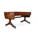 Y A REGENCY MAHOGANY AND ROSEWOOD BANDED LIBRARY TABLE, AFTER A DESIGN BY GEORGE SMITH, CIRCA 1820