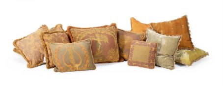 A GROUP OF SEVENTEEN DESIGNER CUSHIONS, TWELVE BY MULBERRY AND FIVE BY SUSIE WATSON