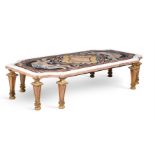 A CONTINENTAL SPECIMEN MARBLE AND ORMOLU LOW TABLE, 19TH CENTURY AND LATER