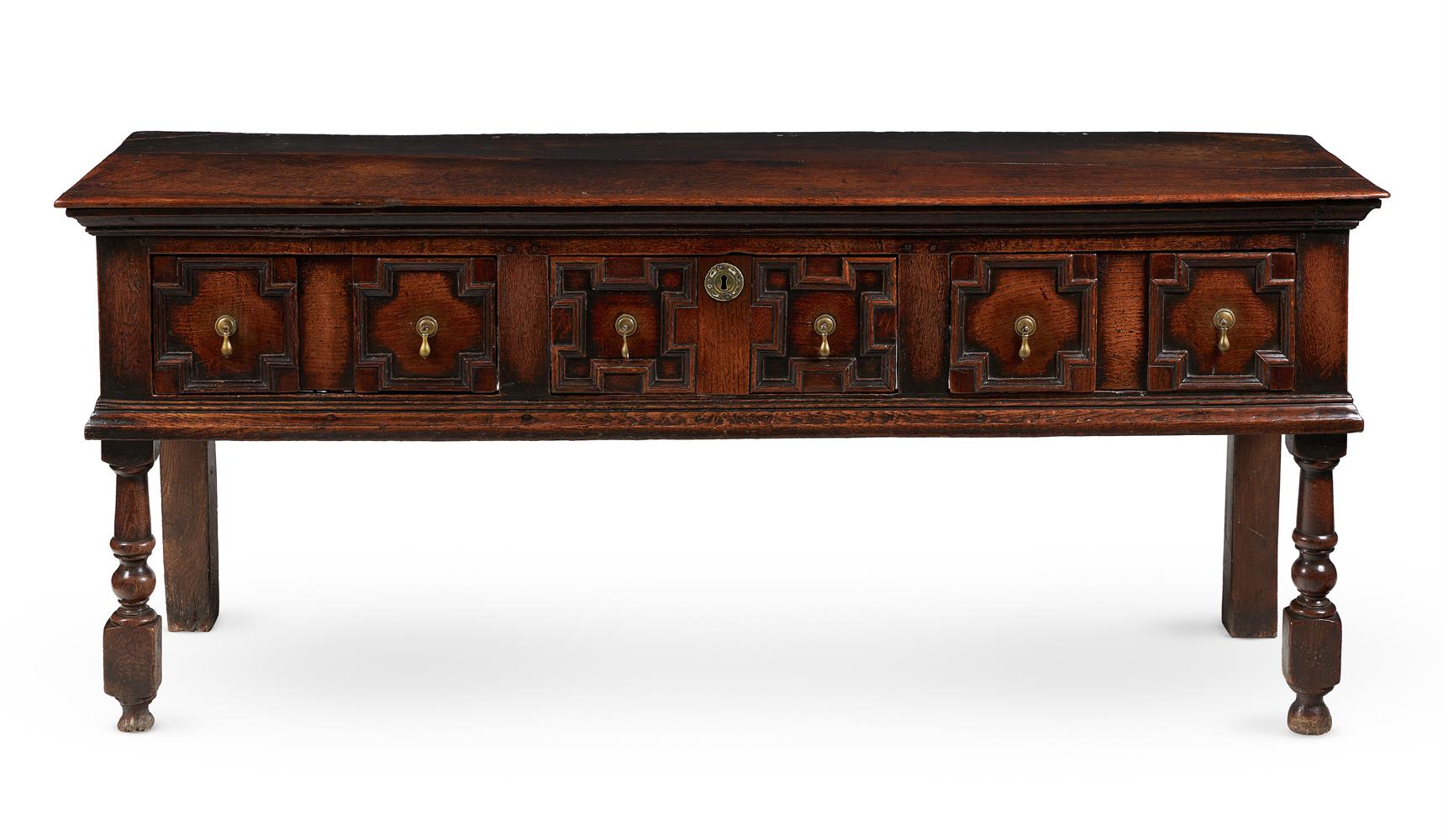 A CHARLES II OAK DRESSER BASE, CIRCA 1660