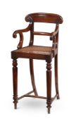 A CHINESE EXPORT PADOUK CHILD'S HIGH CHAIR, MID-19TH CENTURY