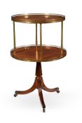 A GEORGE III MAHOGANY AND GILT BRASS ETAGERE, IN THE MANNER OF GILLOWS, CIRCA 1800