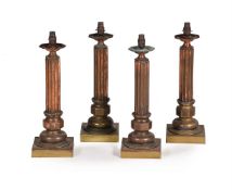 A SET OF FOUR COPPERED BRASS TABLE LIGHTS, 20TH CENTURY