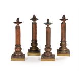 A SET OF FOUR COPPERED BRASS TABLE LIGHTS, 20TH CENTURY