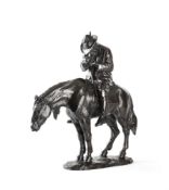 FERDINANDO VICHI (ITALIAN, 1875-1945) AN EQUESTRIAN BRONZE OF A MAN ON HORSEBACK, LATE 19TH CENTURY