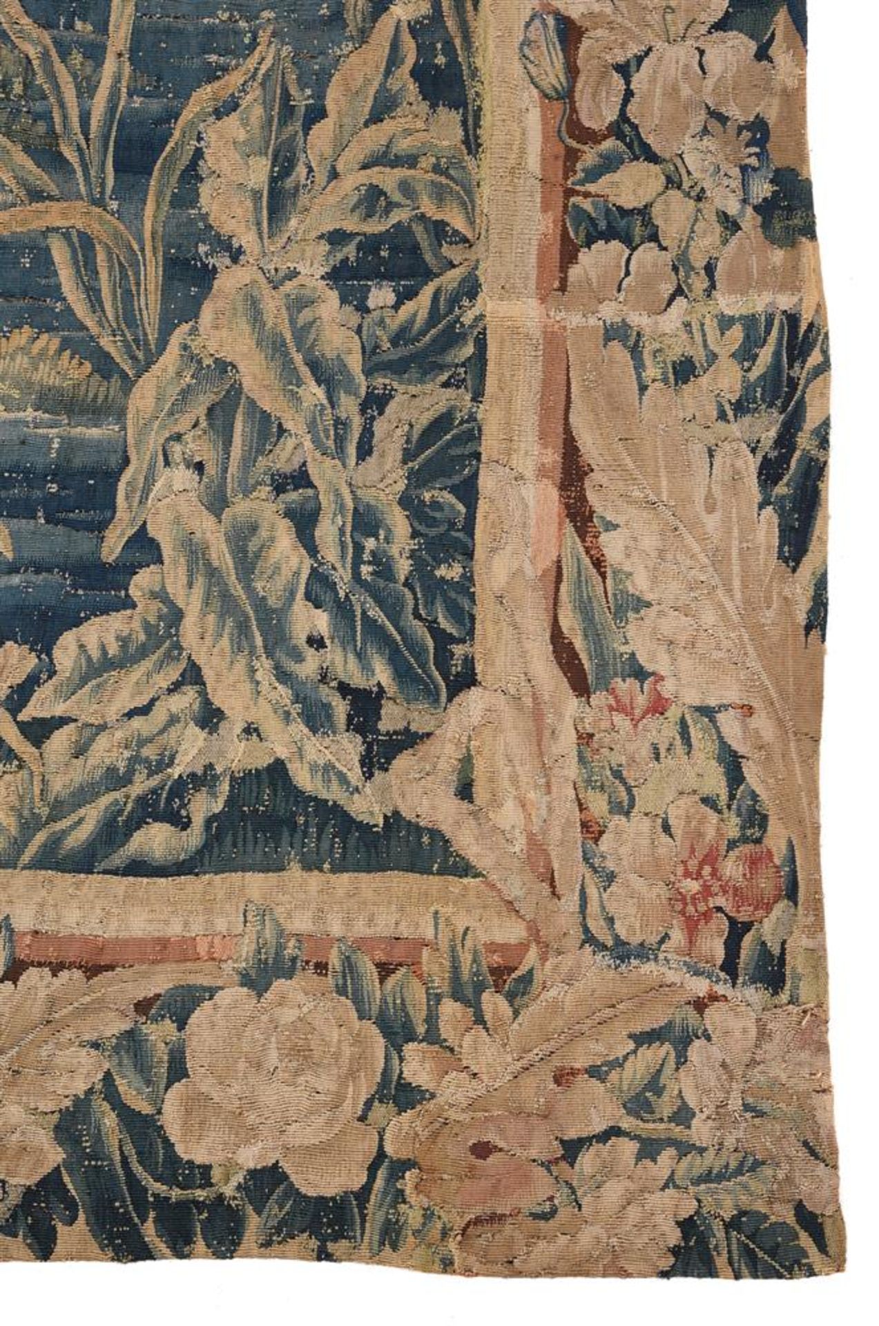 A FLEMISH ARMORIAL SURMOUNTED VERDURE TAPESTRY PANEL, LATE 17TH CENTURY - Image 4 of 4