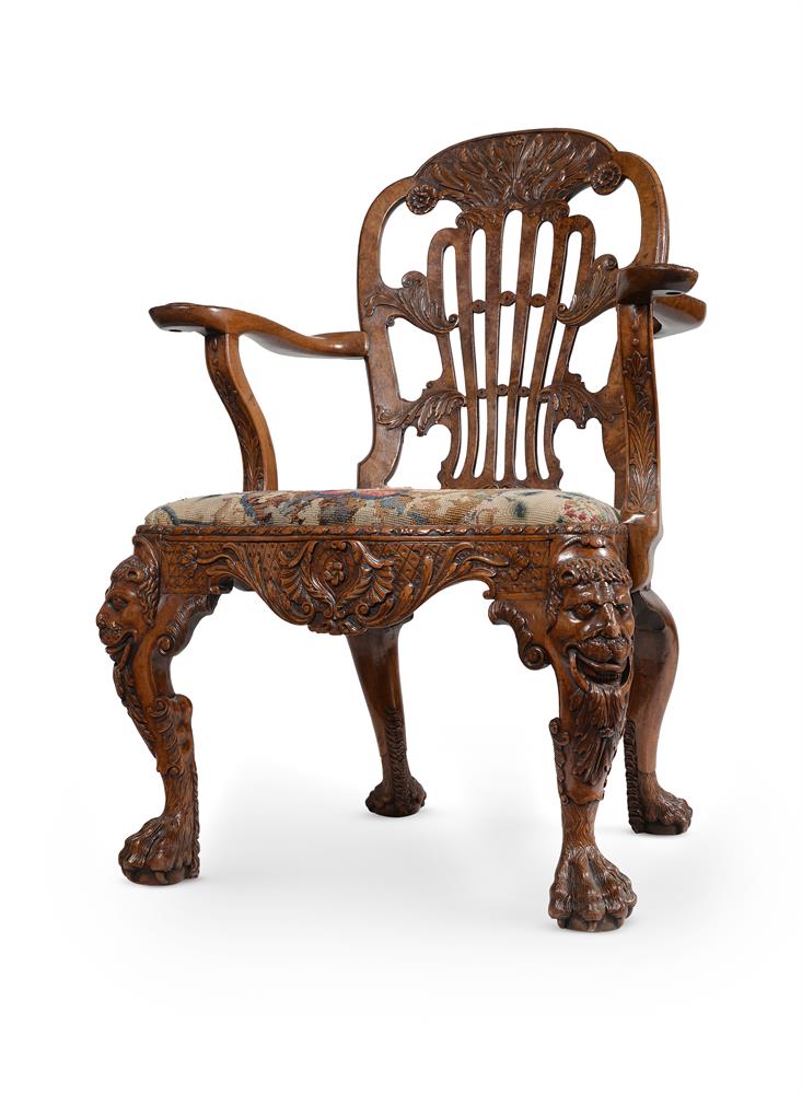 A GEORGE II CARVED WALNUT OPEN ARMCHAIR, ATTRIBUTED TO DANIEL BELL AND THOMAS MOORE, CIRCA 1735 - Image 2 of 21