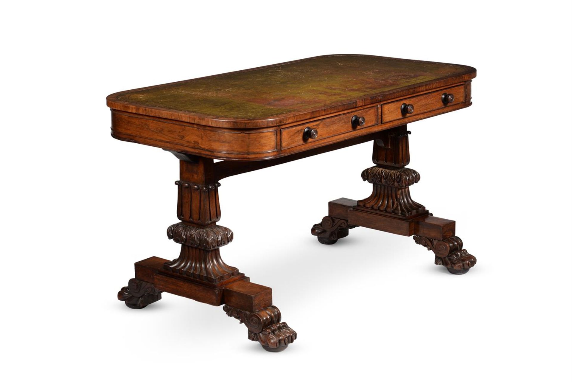 Y A GEORGE IV ROSEWOOD LIBRARY TABLE, IN THE MANNER OF MACK, WILLIAM & GIBTON, CIRCA 1825
