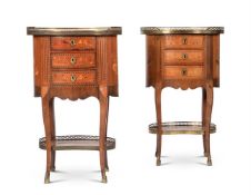 Y A MATCHED PAIR OF FRENCH KINGWOOD AND MARQUETRY INLAID OCCASIONAL TABLES, LATE 19TH CENTURY