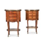 Y A MATCHED PAIR OF FRENCH KINGWOOD AND MARQUETRY INLAID OCCASIONAL TABLES, LATE 19TH CENTURY