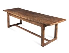 AN OAK DINING TABLE, OF REFECTORY TYPE, 18TH CENTURY