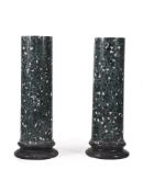 A PAIR OF GREEN SCAGLIOLA COLUMNS, 20TH CENTURY