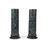 A PAIR OF GREEN SCAGLIOLA COLUMNS, 20TH CENTURY