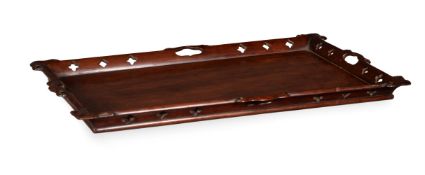 A GEORGE III MAHOGANY TRAY, IN THE MANNER OF THOMAS CHIPPENDALE, LATE 18TH CENTURY