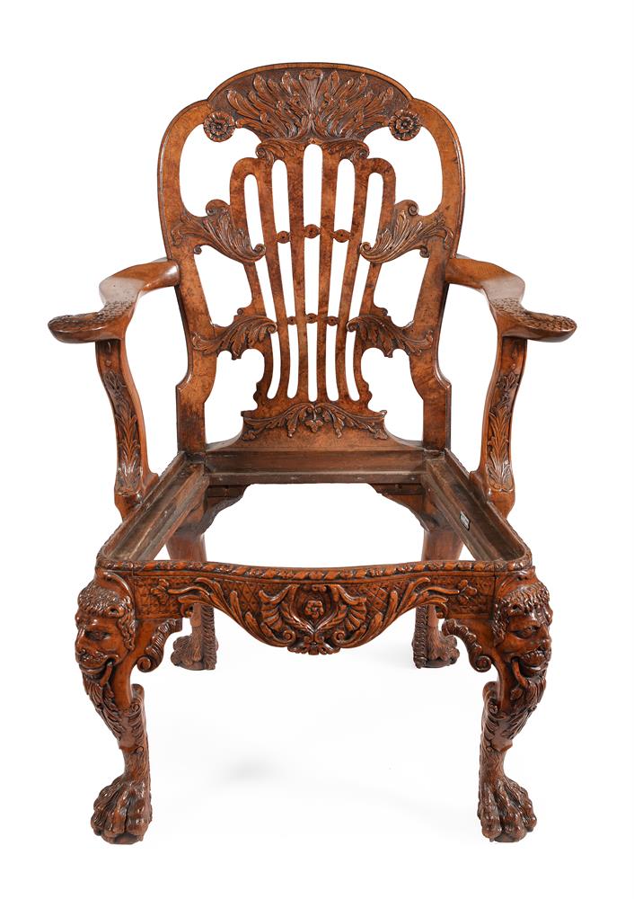 A GEORGE II CARVED WALNUT OPEN ARMCHAIR, ATTRIBUTED TO DANIEL BELL AND THOMAS MOORE, CIRCA 1735 - Image 8 of 21