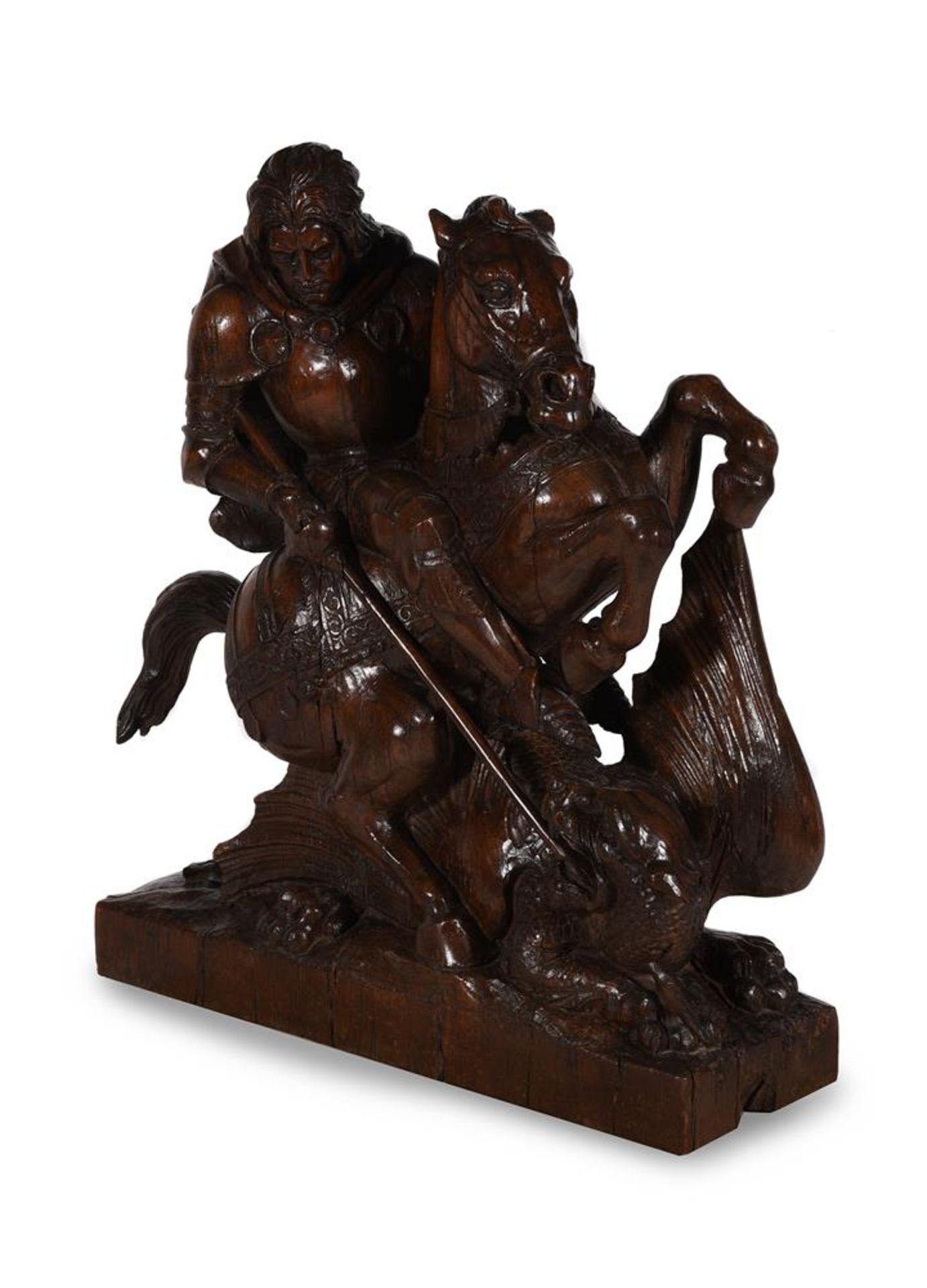 A LARGE CARVED OAK MODEL OF ST. GEORGE AND THE DRAGON, PROBABLY EARLY/MID 19TH CENTURY - Image 2 of 7