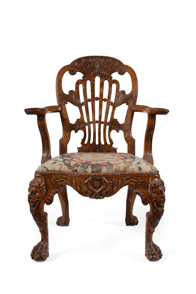A GEORGE II CARVED WALNUT OPEN ARMCHAIR, ATTRIBUTED TO DANIEL BELL AND THOMAS MOORE, CIRCA 1735 - Image 17 of 21