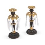 A PAIR OF BRONZE AND ORMOLU LUSTRES, PROBABLY SECOND QUARTER 19TH CENTURY