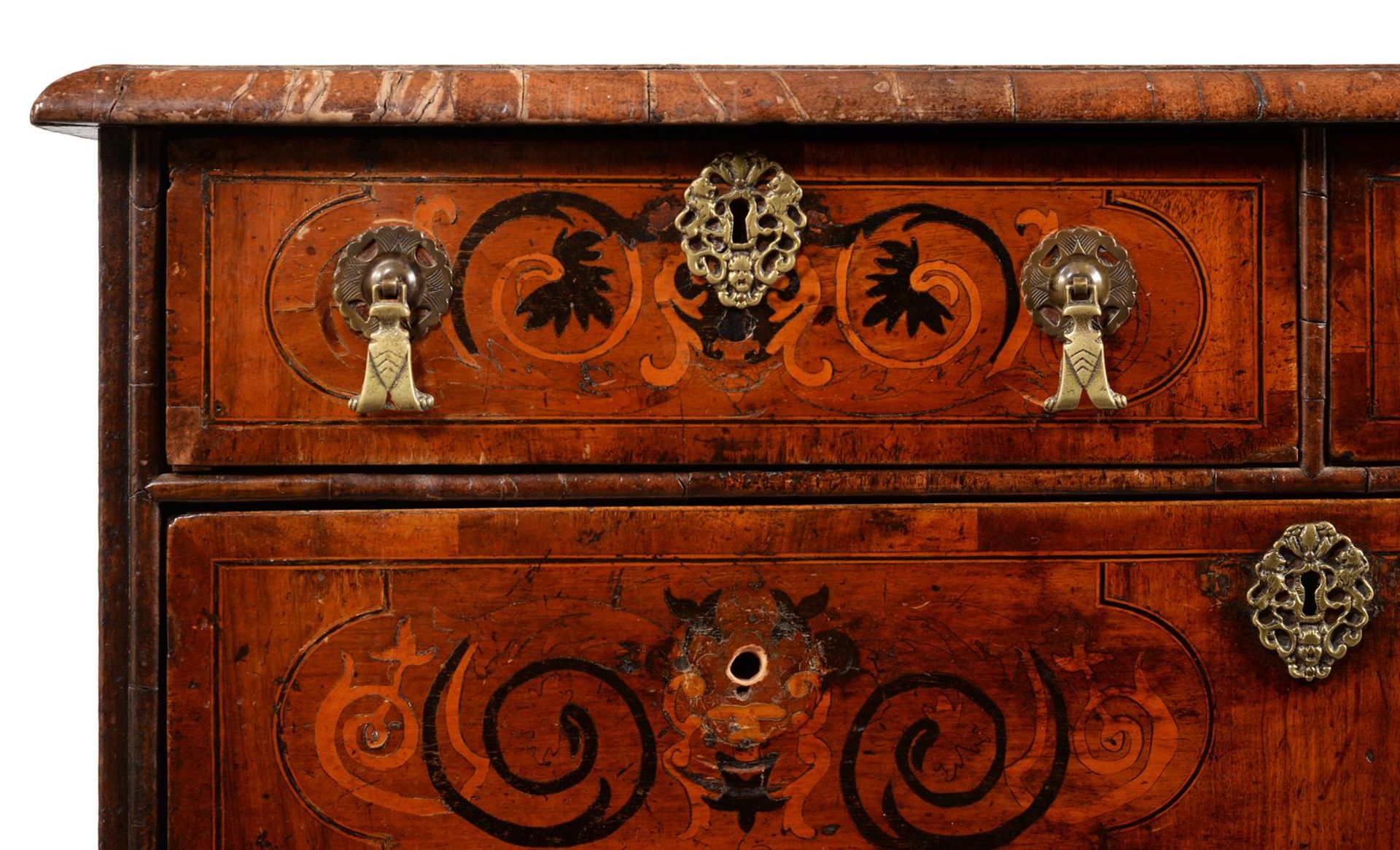 A WILLIAM AND MARY WALNUT AND MARQUETRY CHEST OF DRAWERS, CIRCA 1690 - Image 3 of 4