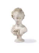 A CARVED MARBLE BUST OF 'DIANA THE HUNTRESS' PROBABLY FRENCH, 19TH CENTURY