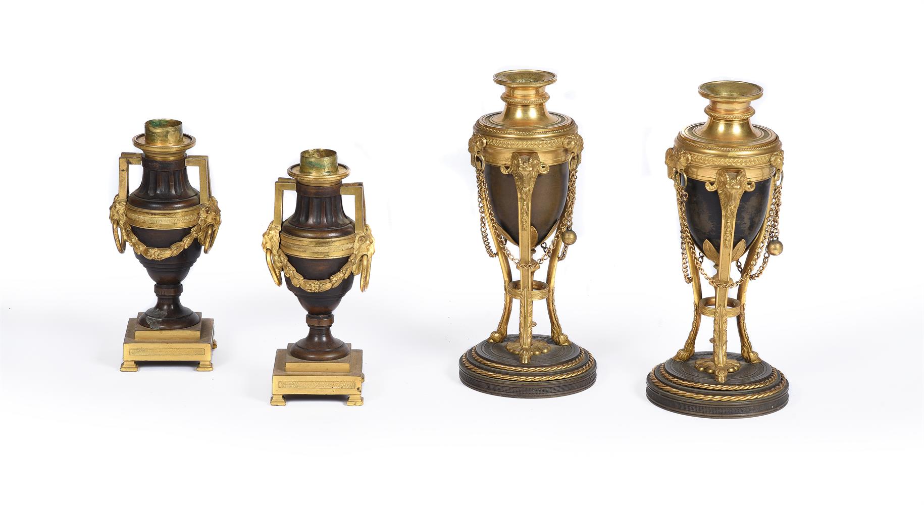TWO PAIRS OF BRONZE AND ORMOLU CASSOLETTES, FIRST PAIR POSSIBLY ENGLISH, EARLY 19TH CENTURY - Image 3 of 5