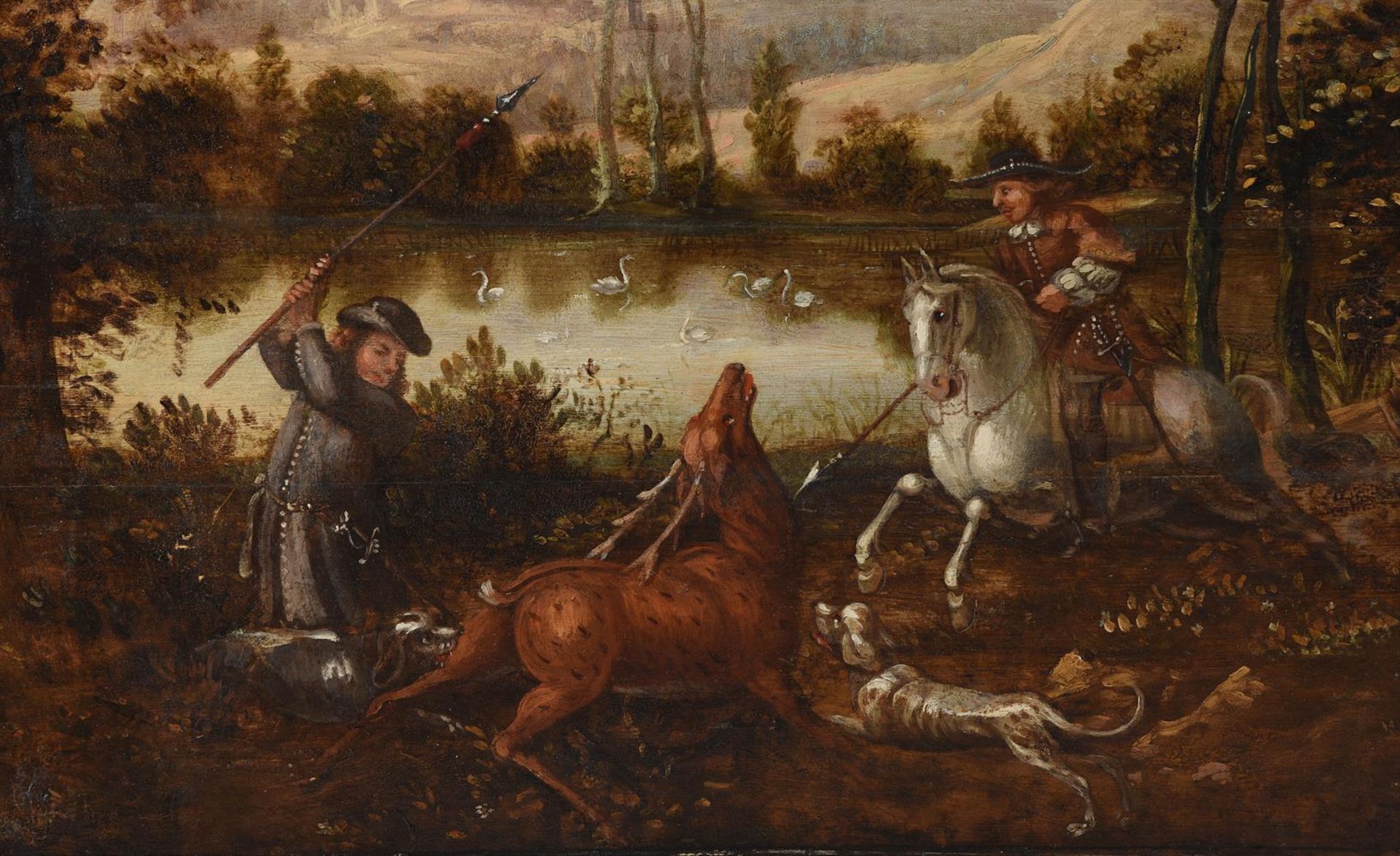 DUTCH SCHOOL, 18TH CENTURY, A HUNTING PARTY IN A WOODED LANDSCAPE - Image 3 of 5