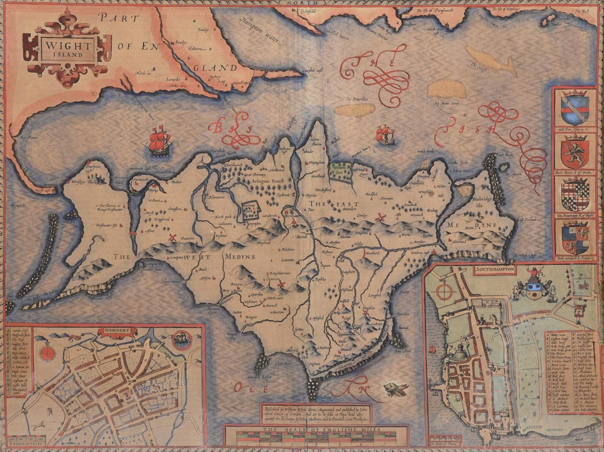 JOHN SPEED (BRITISH, 1552-1629), A GROUP OF FIVE HAND TINTED MAPS, 17TH CENTURY AND LATER