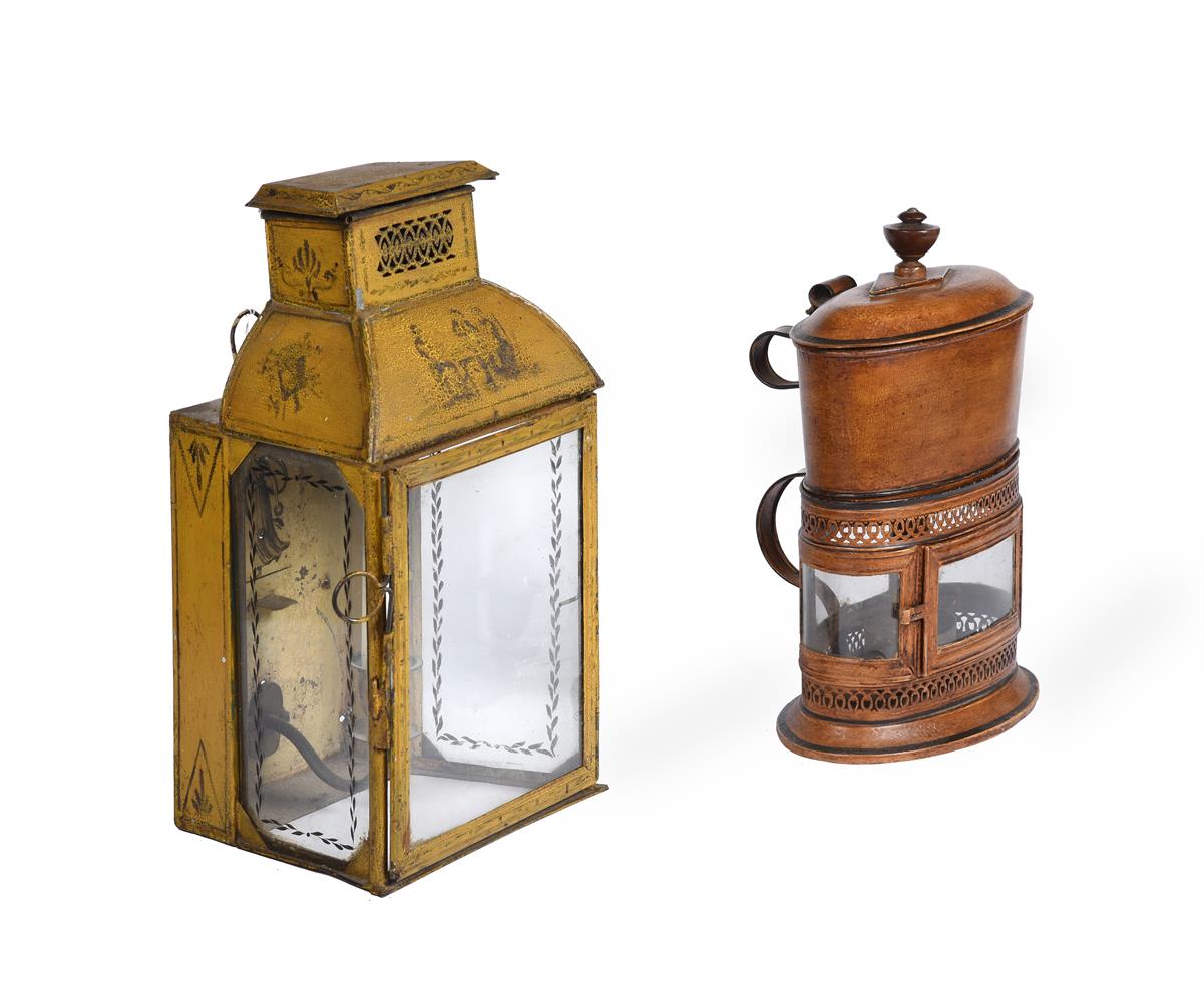 A YELLOW GROUND TOLE PEINTE LANTERN, EARLY 19TH CENTURY - Image 2 of 4